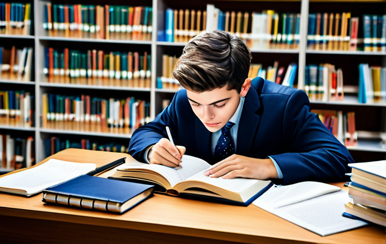 금융권에서 CFA 자격증의 입지 - CFA Exam Preparation**
"A focused student studying for the CFA exam at a library, surrounded by tex...