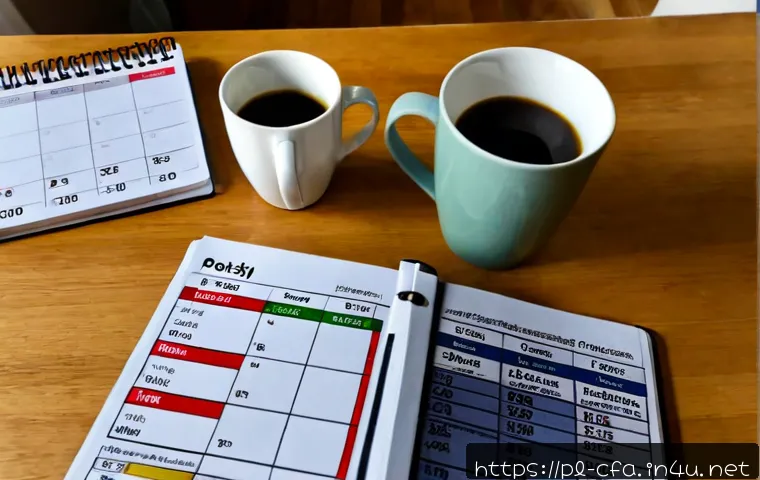 CFA 공부 시간 관리법 - Photorealistic overhead view of a focused Polish university student planning CFA exam study time at ...
